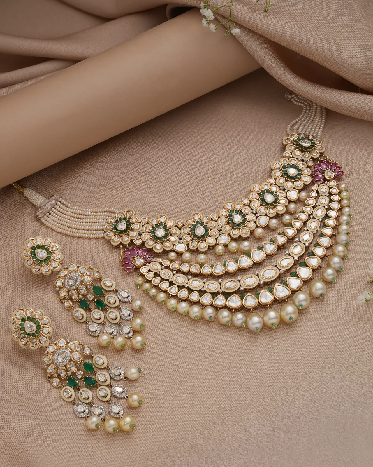 Handcrafted Polki bridal set
