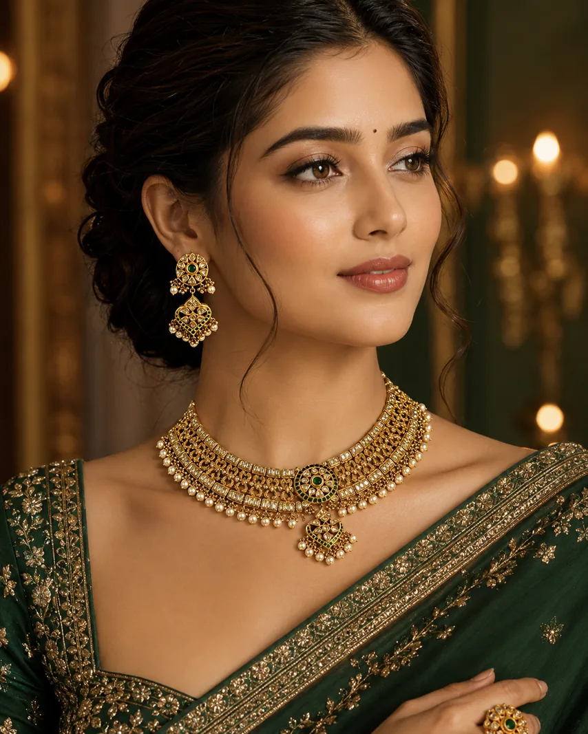 Antique gold necklace for wedding - handcrafted bridal jewellery from Pure Gold Jewellers
